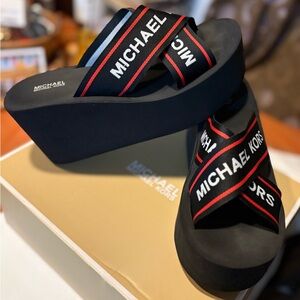 Michael Kors Black and Red Platform Sandals